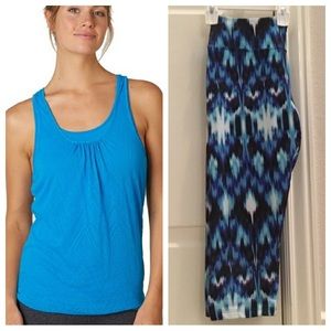 Workout Outfit / Prana Mika Double Layer Top S / Marika print Capri leggings M